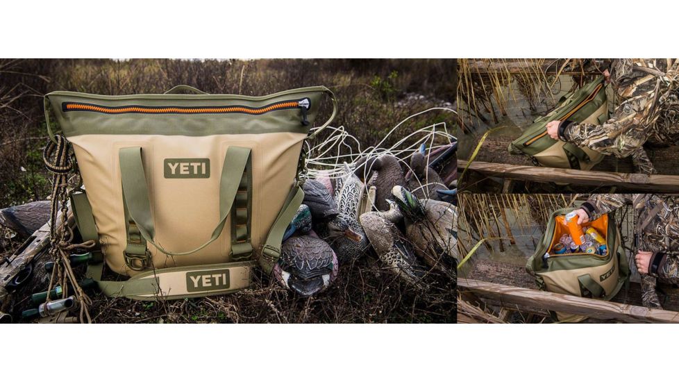Yeti Hopper 40 Portable Cooler 2 -Field Tan/Blaze Orange (second generation zipper placement)