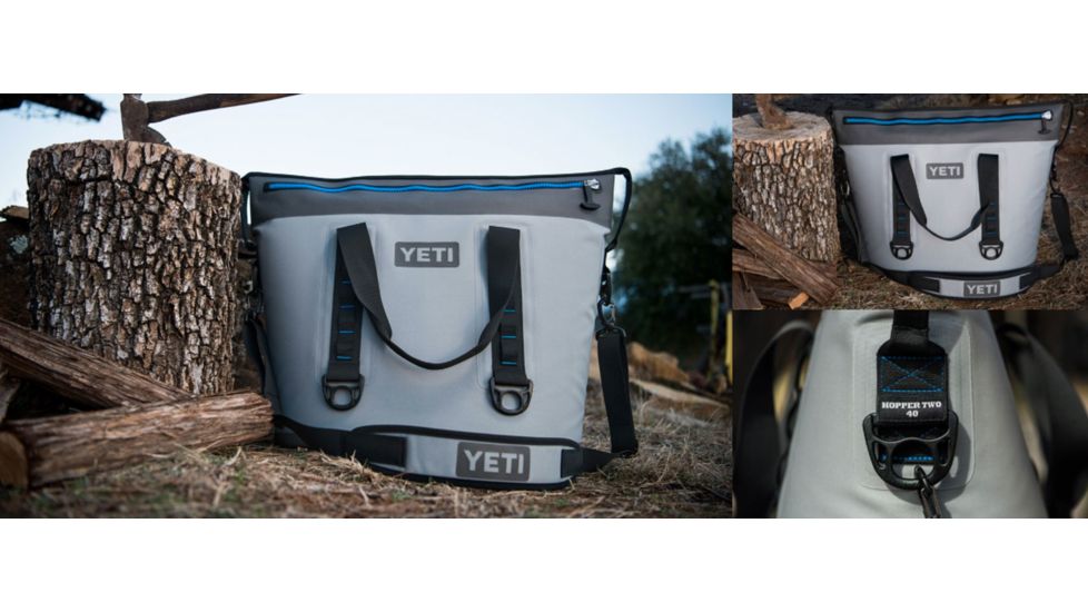Yeti Hopper 40 Portable Cooler 2 -Fog Gray/Tahoe Blue (second generation zipper placement)