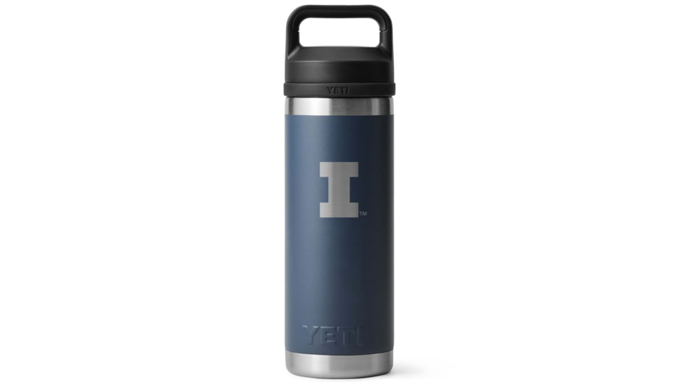 Yeti Rambler 18 oz Water Bottle w/Chug Cap, Navy/NCAA Illinois, 28100006795