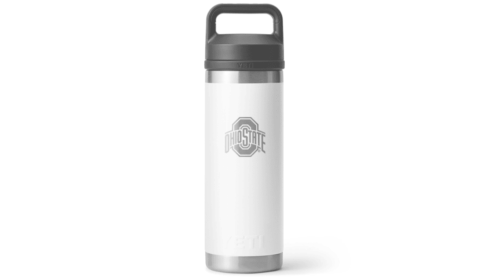 Yeti Rambler 18 oz Water Bottle w/Chug Cap, White/NCAA Ohio State, 28100006877