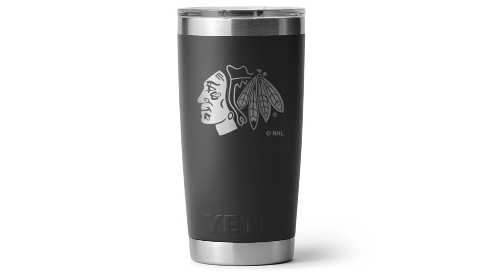Yeti Rambler 20 oz Water Bottle w/Magslider Lid, Black/NHL Blackhawks, 28100006943