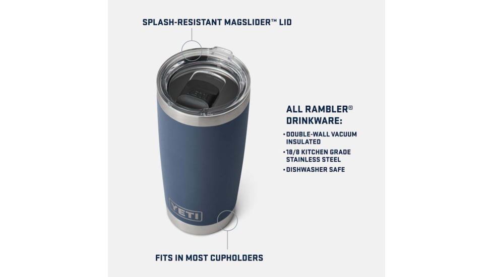 Yeti Rambler 20 oz Water Bottle w/Magslider Lid, Navy/MLB Cardinals, 28100006999