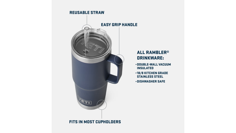 Yeti Rambler 25 oz Straw Mug, Rescue Red, 21071501894