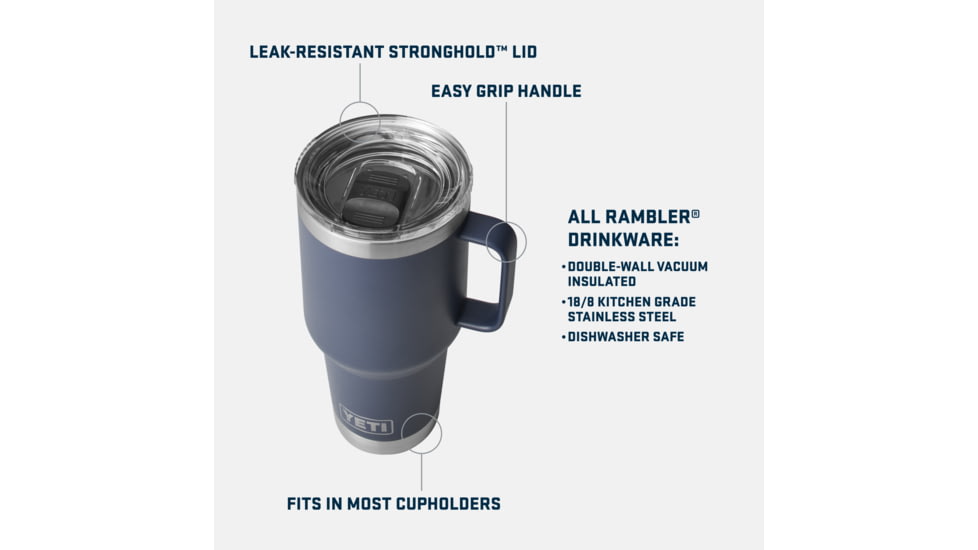 Yeti Rambler 30 oz Travel Mug w/Stronghold Lid, Big Sky Blue, 30 oz, 21071504650