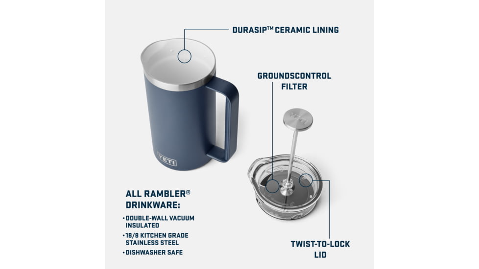 Yeti Rambler 34 oz French Press Navy, Navy, 34 oz, 21071501848