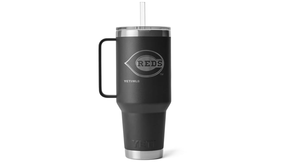 Yeti Rambler 42 oz Straw Mug w/Straw Lid, Black/MLB Reds, 28100007142