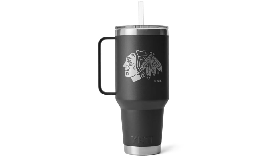 Yeti Rambler 42 oz Straw Mug w/Straw Lid, Black/NHL Blackhawks, 28100007172