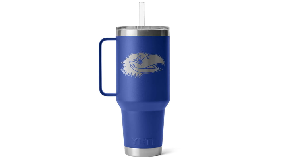 Yeti Rambler 42 oz Straw Mug w/Straw Lid, Blue/NCAA Kansas, 28100007178