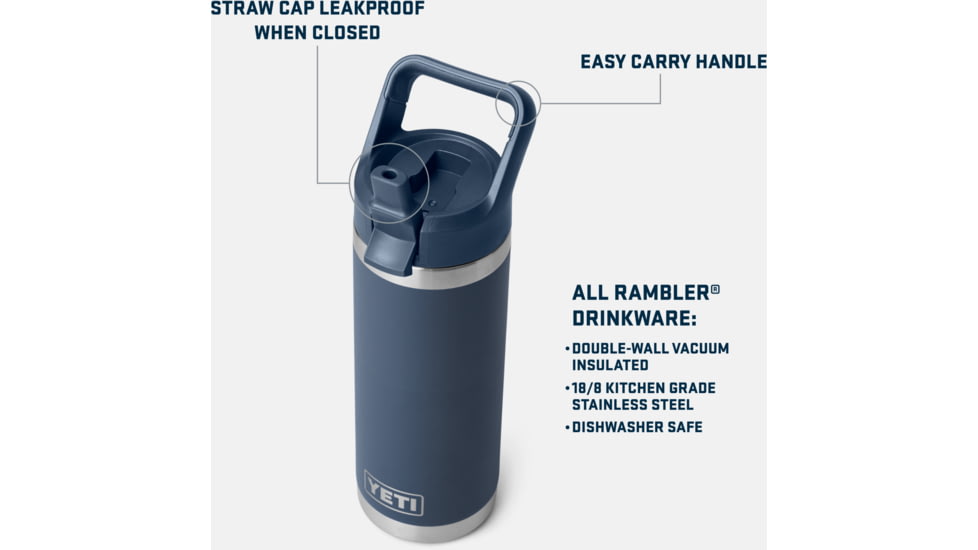 Yeti Rambler 18 oz Water Bottle w/Straw Cap