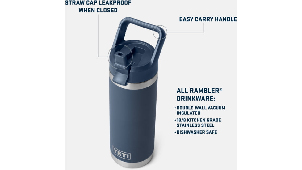 Yeti Rambler 18 oz Water Bottle w/Straw Cap