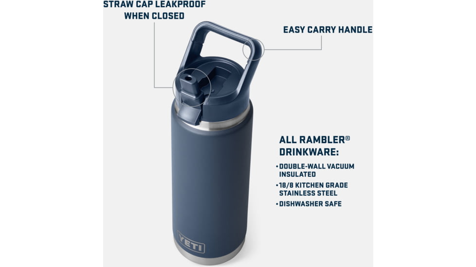 Yeti Rambler 26 oz Water Bottle w/Straw Cap