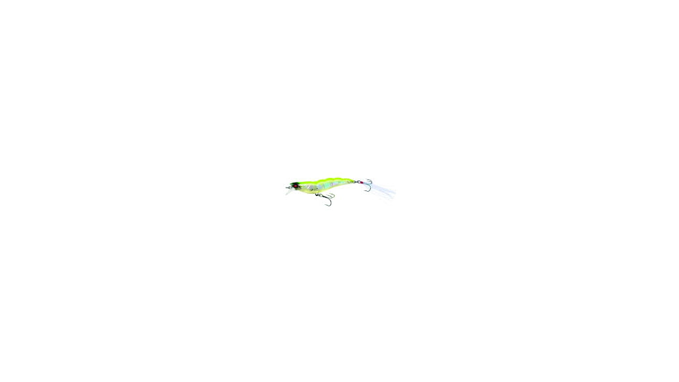 Yo-Zuri Crystal 3D Shrimp Mylar Tinsel Tail, 3 1/2in, 7/16 oz Luminescent Aurora Chartreuse, Sinking, R1162LSAC