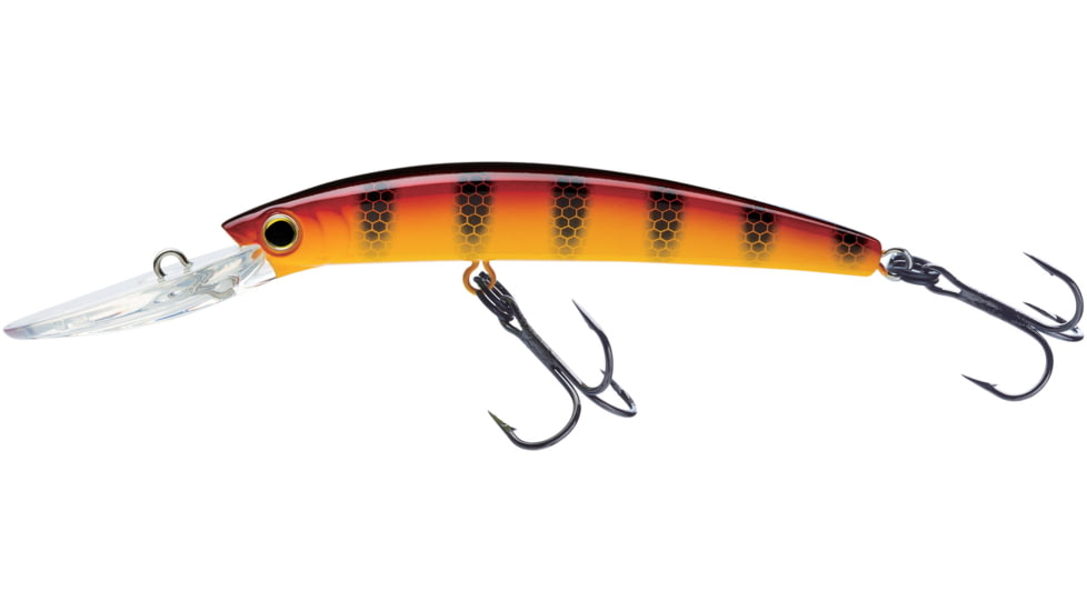 Yo-Zuri Crystal Minnow Deep Diver Walleye, Floating, 5-1/4in, 7/8oz, #2 Hook, Hot Perch, R1301HOPC
