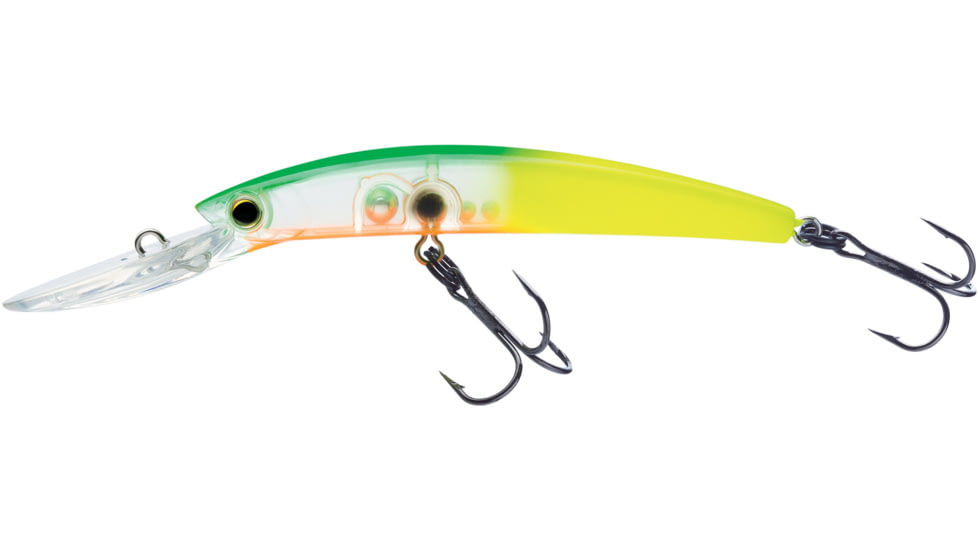 Yo-Zuri Crystal Minnow Deep Diver Walleye, Floating, Banana Peel, 5-1/4in, 7/8oz, #2 Hook, R1301BTCL