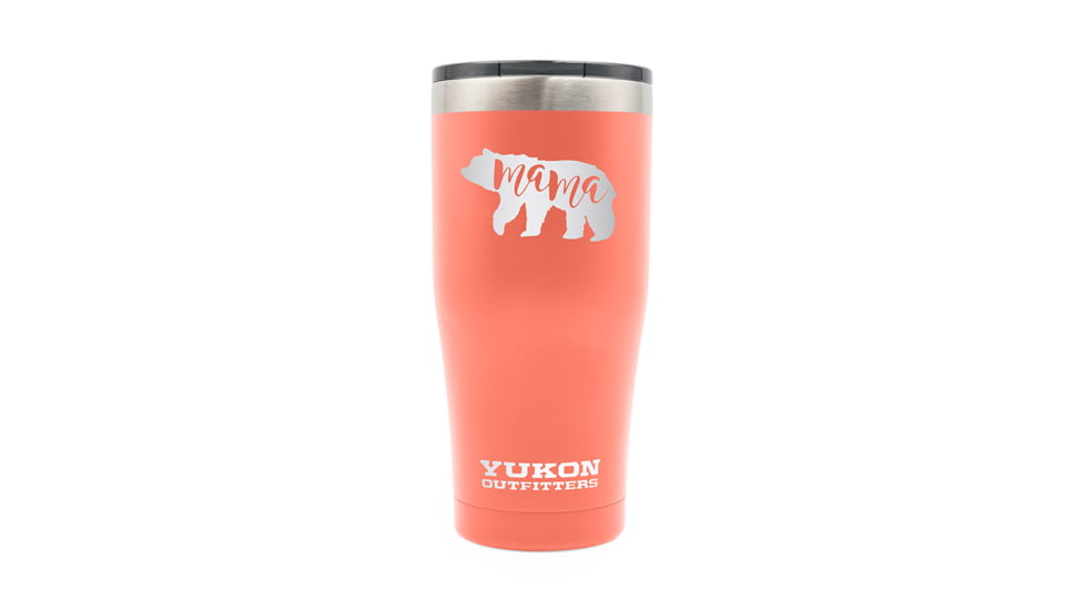 Yukon Outfitters 20oz Tumbler, Coral with Mama Bear engraving, YO20CORALMBEAR