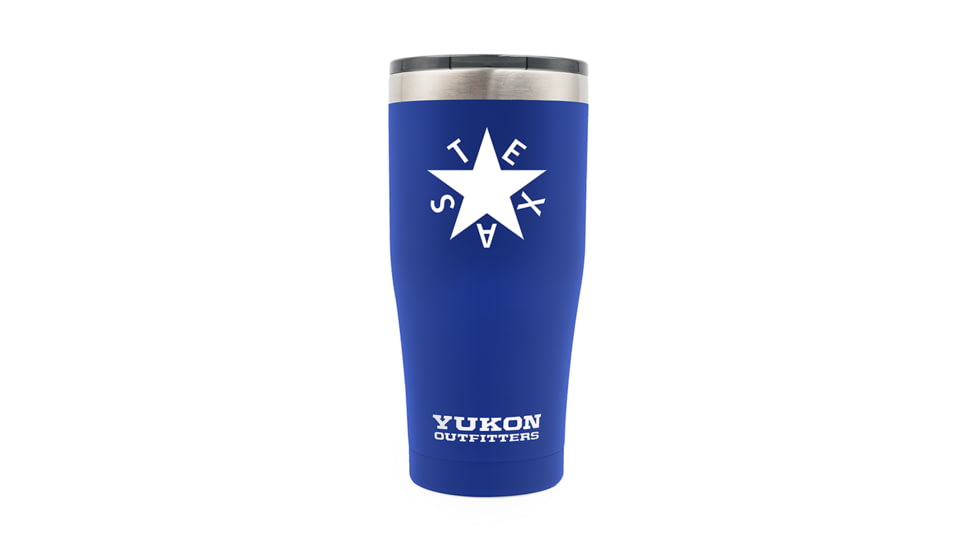 Yukon Outfitters 20oz Tumbler, Royal Blue with Zavala TX Flag print, YO20RBZAVALA