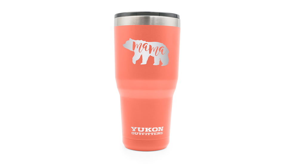 Yukon Outfitters 30oz Tumbler, Coral with Mama Bear engraving, YO30CORALMBEAR