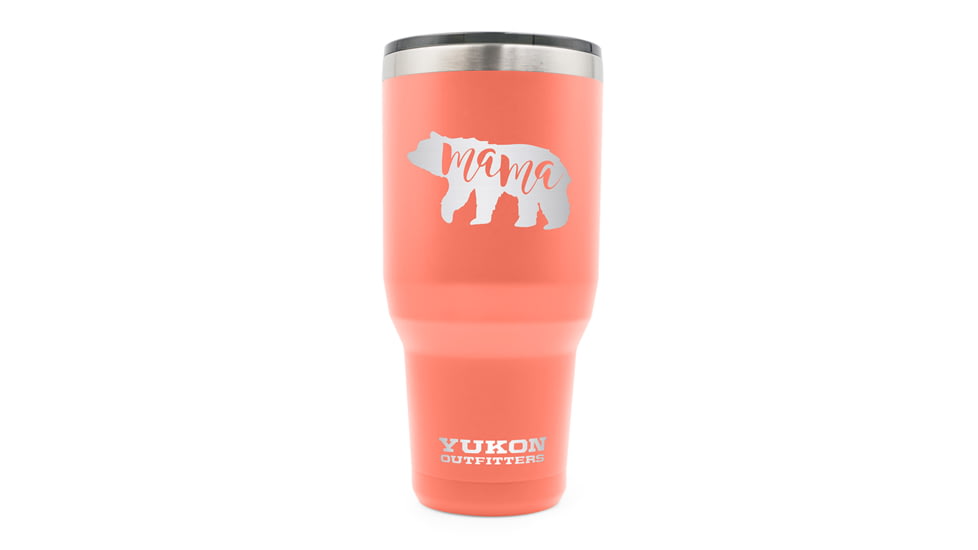 Yukon Outfitters 40oz Tumbler, Coral with Mama Bear engraved, YO40CORALMBEAR