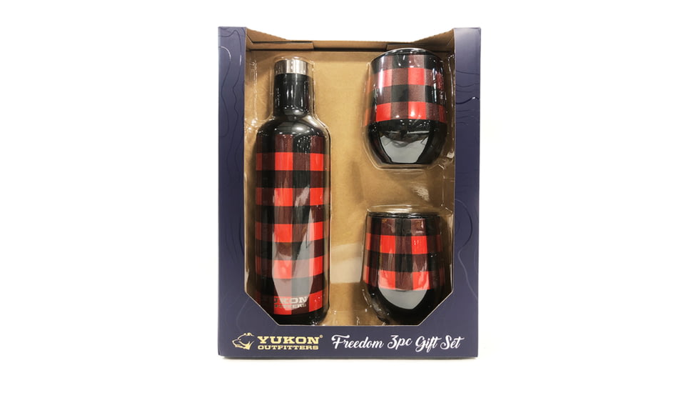 Yukon Outfitters Freedom 3PC Wine Set, Buffalo Plaid, MG3PCWGSB
