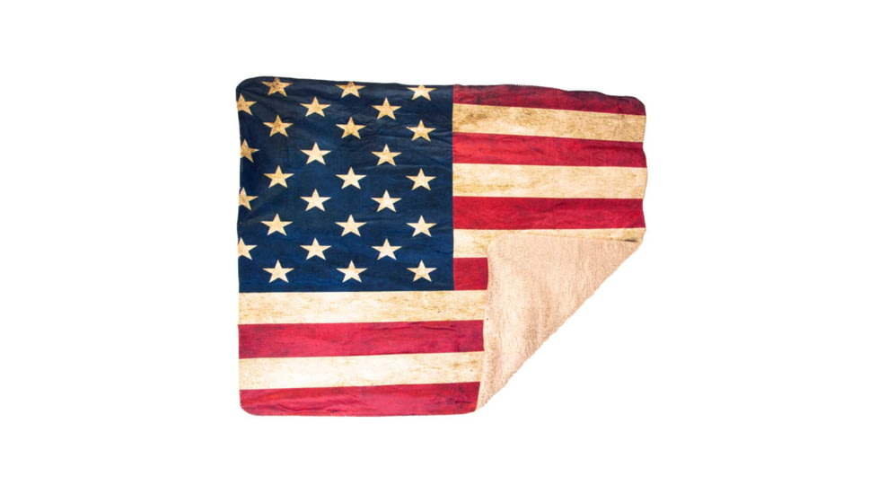 Yukon Outfitters Sherpa Lined Lodge Blanket, 50x60in, Old Glory, MGYSB8014
