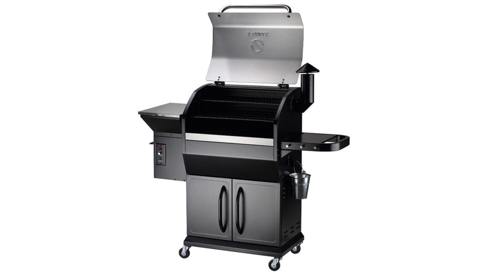 Z Grills 1000E 8-in-1 Wood Pellet Grill, BBQ &amp; Smoker, Black/Silver, 54x25x53in, ZPG-1000E