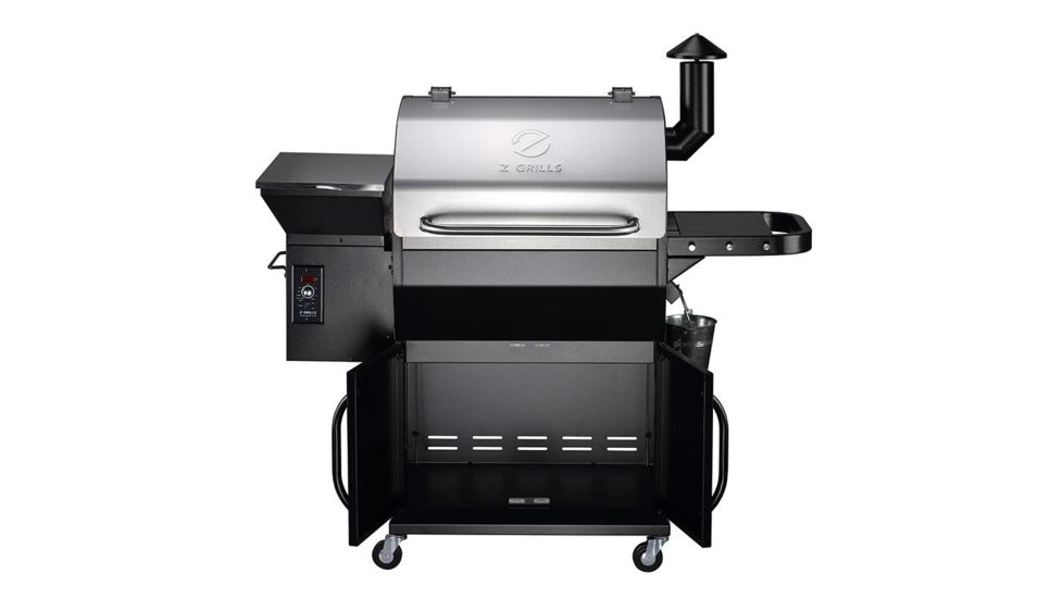 Z Grills 1000E 8-in-1 Wood Pellet Grill, BBQ &amp; Smoker, Black/Silver, 54x25x53in, ZPG-1000E