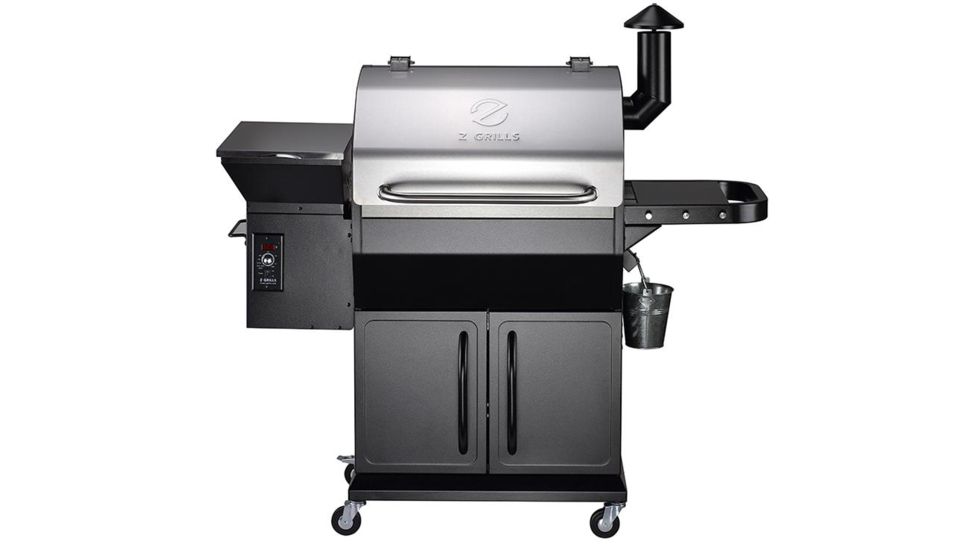 Z Grills 1000E 8-in-1 Wood Pellet Grill, BBQ &amp; Smoker, Black/Silver, 54x25x53in, ZPG-1000E