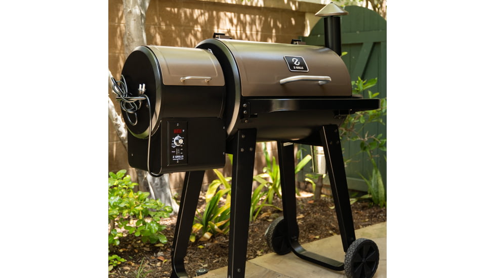 Z Grills 7-in-1 Wood Pellet Grill &amp; Smoker w/ Wireless Meat Probe Thermometer, Brown/Black, Medium, ZPG-450APRO