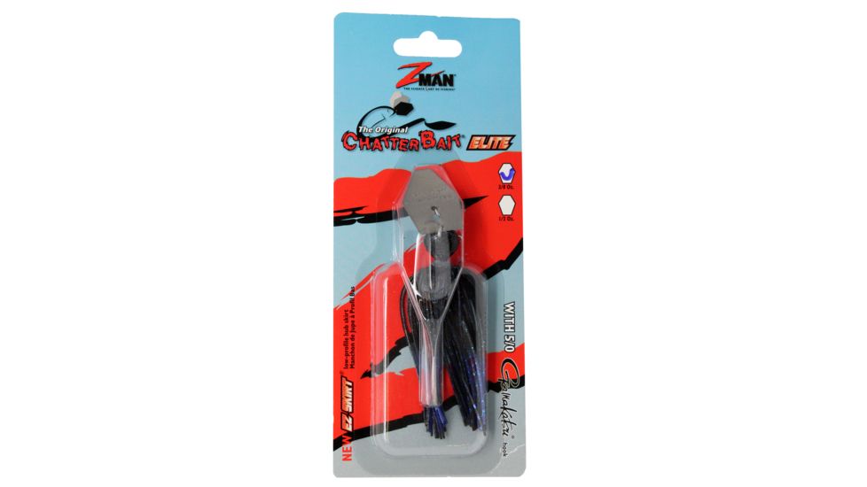 Z-man Chatterbait Elite Swim Jig, 3/8oz, Black/Blue, CB-EL38-03