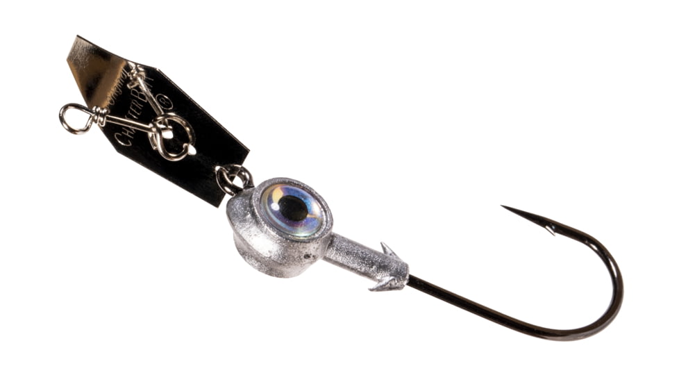 Z-man Eye Strike Chatterbait 4/0 3/8 oz Silver 2 Pack, CBE4038-1PK2