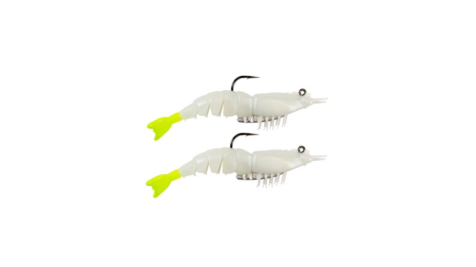 Z-man EZ SHRIMPZ RIGGED3.5 GLOW/CHART TAIL2PK EZSR-70PK2