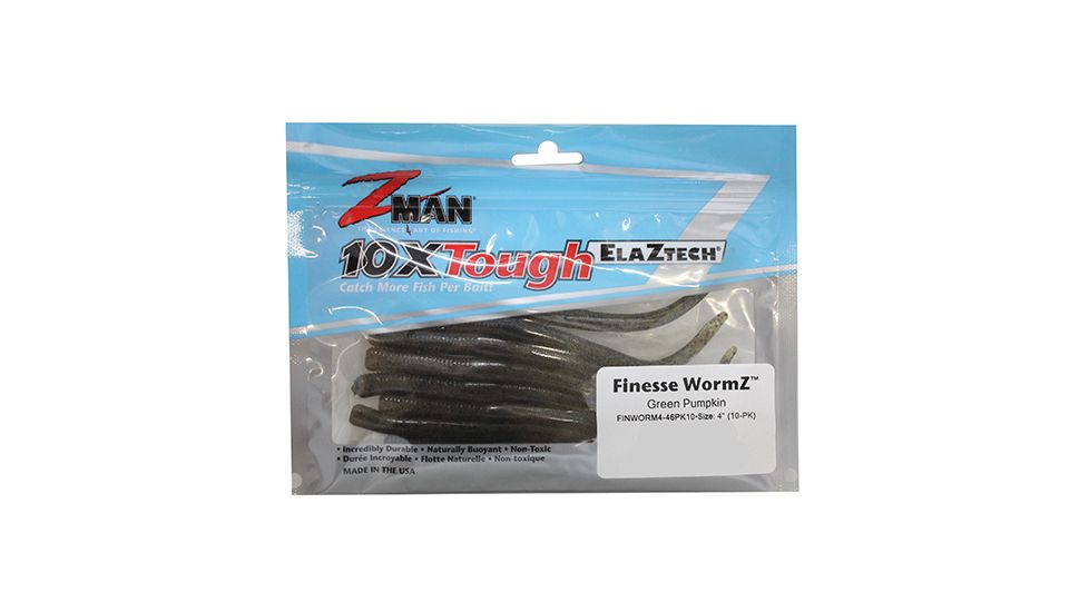 Z-man FINESSE WORMZ 4 GRN PMPKN 10PK FINWORM4-46PK10