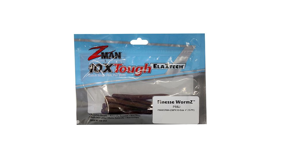 Z-man FINESSE WORMZ 4 PB&amp;J 10PK FINWORM4-238PK10