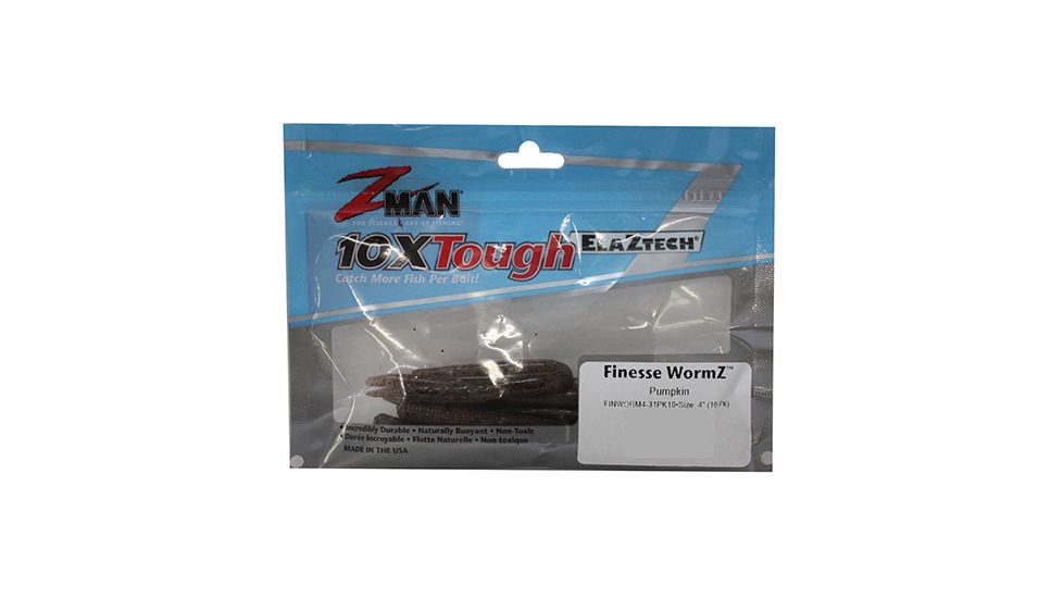 Z-man FINESSE WORMZ 4 PUMPKIN 10PK FINWORM4-31PK10