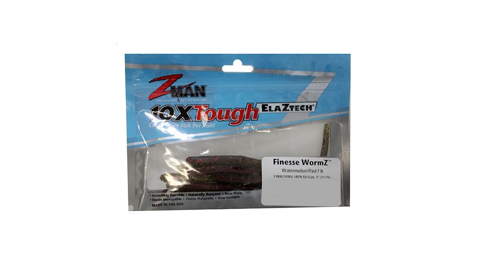 Z-man FINESSE WORMZ 4 WATERMELON RED 10PK FINWORM4-18PK10