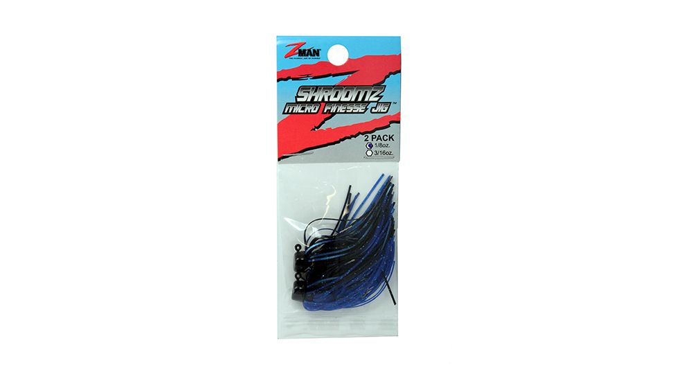 Z-man SHROOMZ MICRO FINS JIG3/16ozBLK/BLUE2PK MFJ316-01PK2