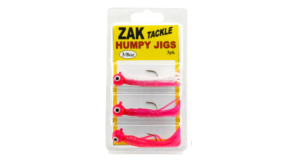 Zak Tackle Humpy Jig Kit 3/8oz, Pink Head, 3 Skirt Colors, Z-HJK38P