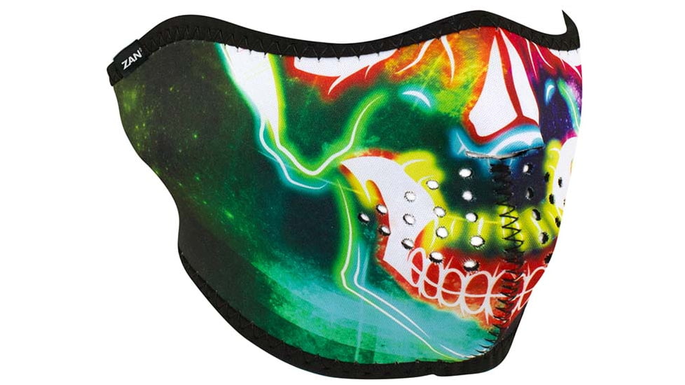 Zan Headgear Neoprene Half Face Mask, Electric Skull - WNFM098H