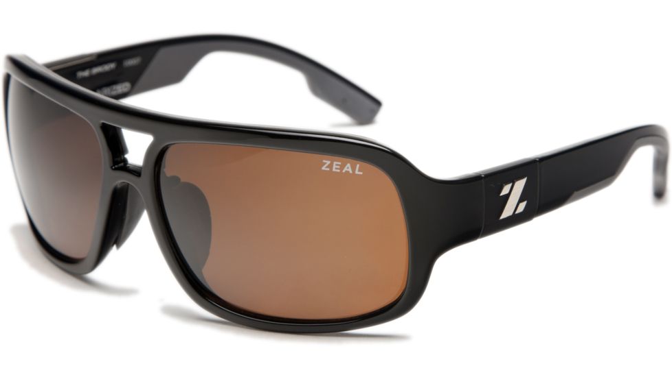 Zeal Optics Brody Mens Sunglasses, Black Gloss Frame and Polarized Copper Lens 10007