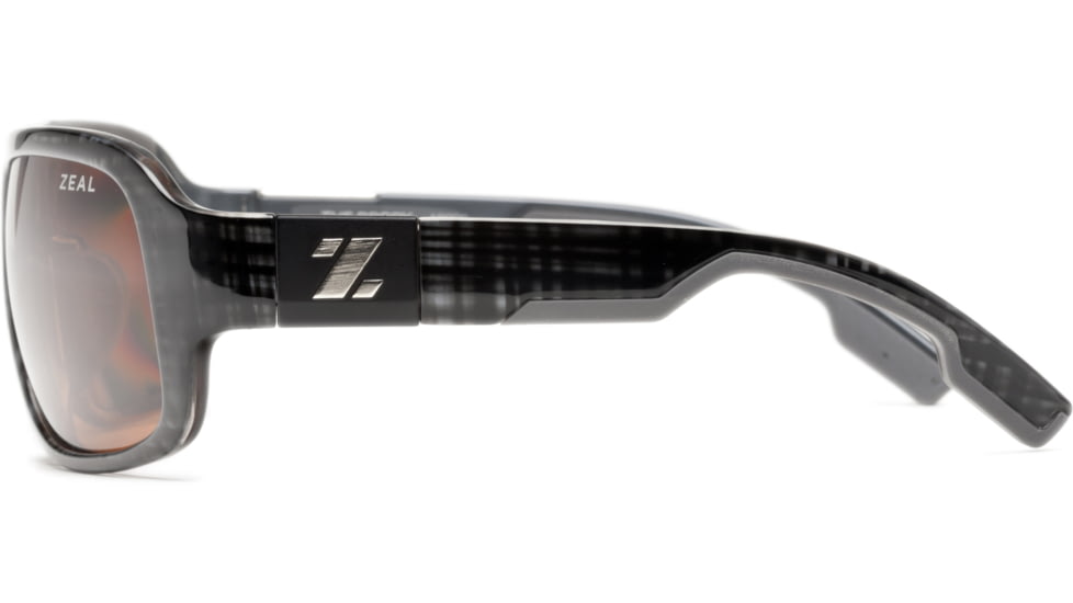 Zeal Optics Brody Mens Sunglasses, Black Plaid Frame and Polarized Copper Lens 10009