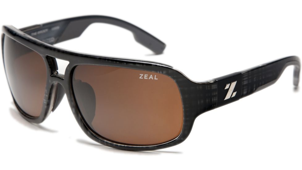 Zeal Optics Brody Mens Sunglasses, Black Plaid Frame and Polarized Copper Lens 10009
