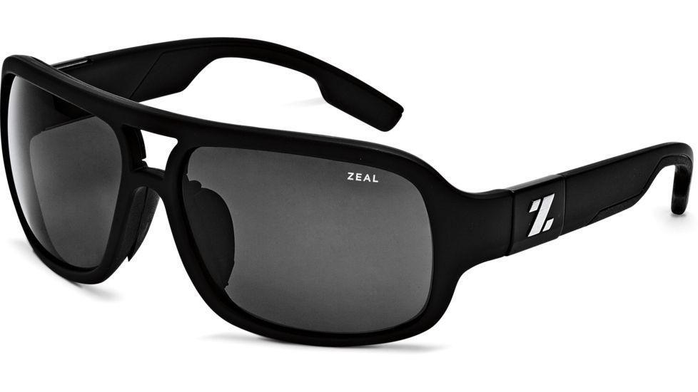 Zeal Optics Brody Mens Sunglasses, Matte Black Frame and Polarized Dark Grey Lens 10400