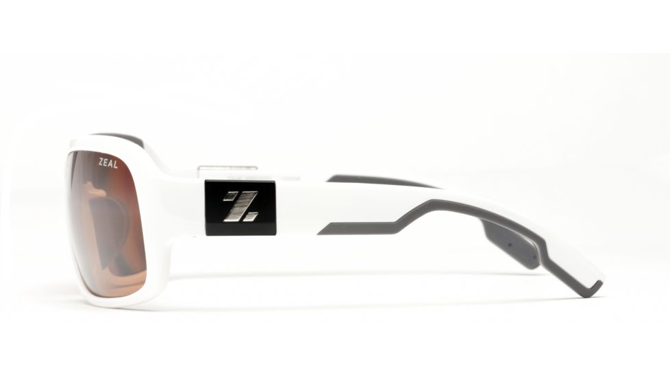 Zeal Optics Brody Mens Sunglasses, White Gloss Frame and Polarized Copper Lens 10008