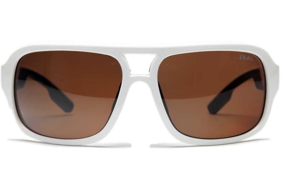 Zeal Optics Brody Mens Sunglasses, White Gloss Frame and Polarized Copper Lens 10008