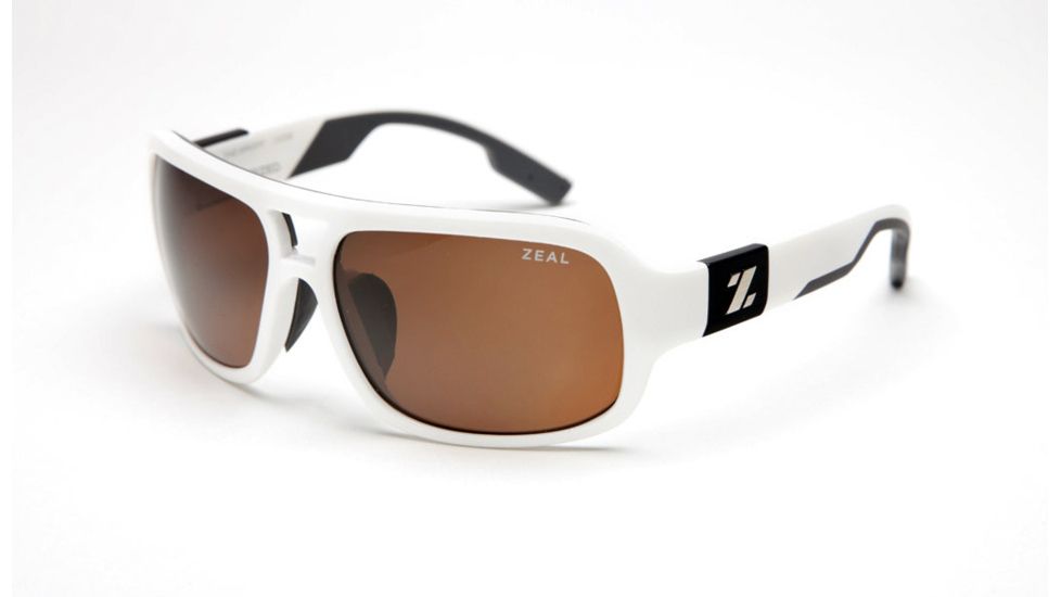 Zeal Optics Brody Mens Sunglasses, White Gloss Frame and Polarized Copper Lens 10008