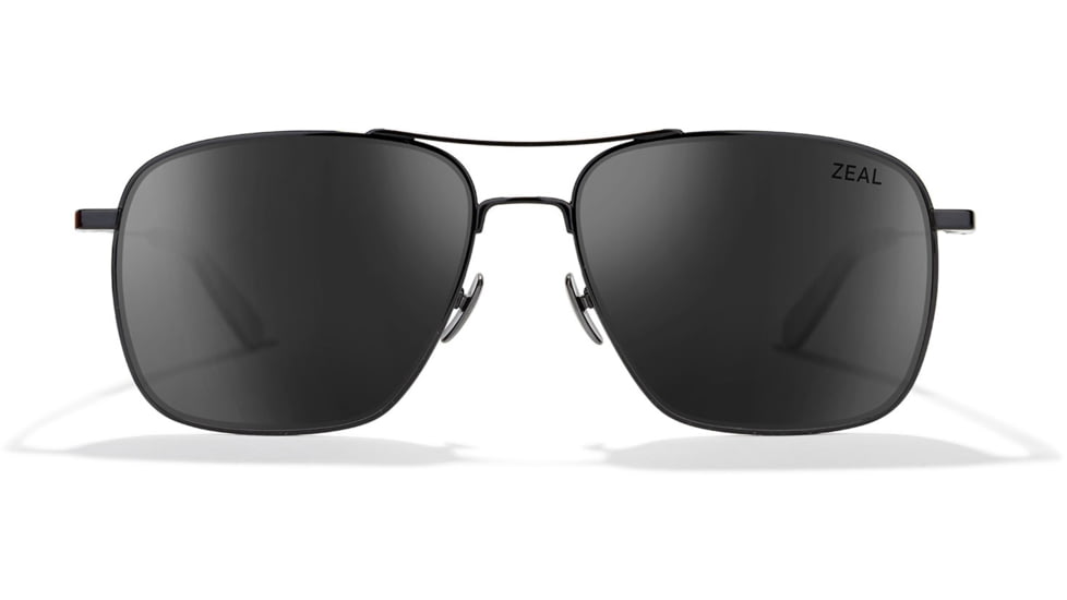 Zeal Optics Pescadero Eco-Friendly Stainless Steel Aviator Polarized Sunglasses, Black/Dark Grey, Medium, 12006
