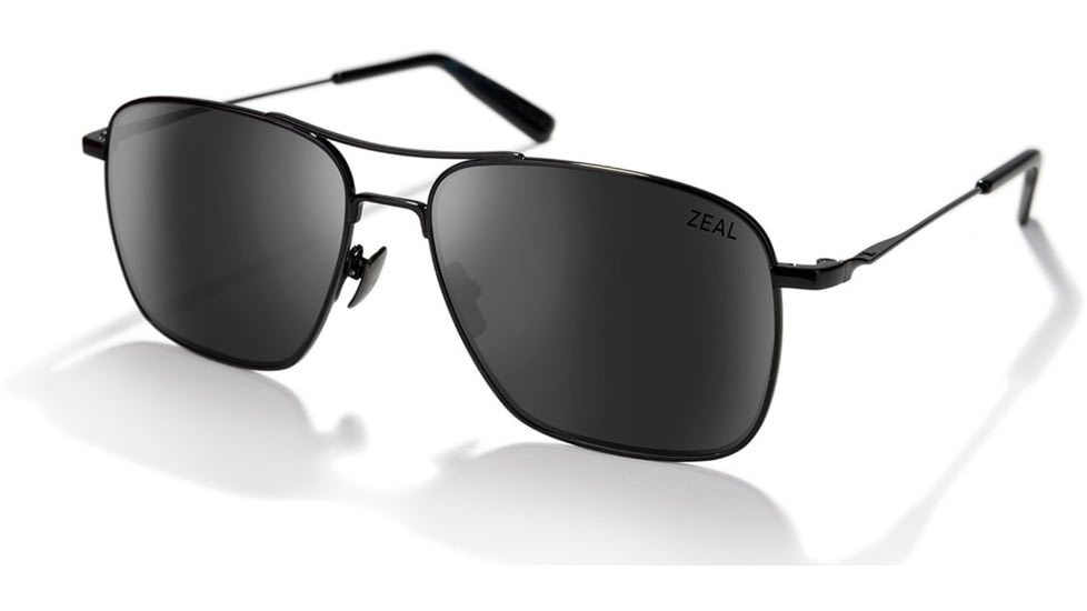 Zeal Optics Pescadero Eco-Friendly Stainless Steel Aviator Polarized Sunglasses, Black/Dark Grey, Medium, 12006