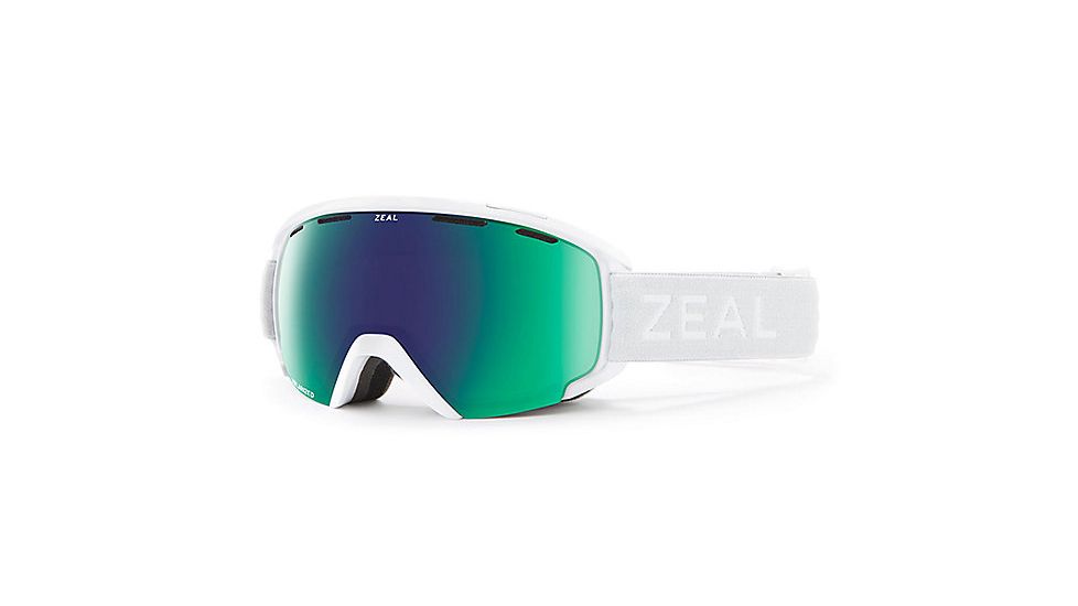 Zeal Optics Slate Goggles, White Out Frame, Polarized Jade Mirror Lens, 11354