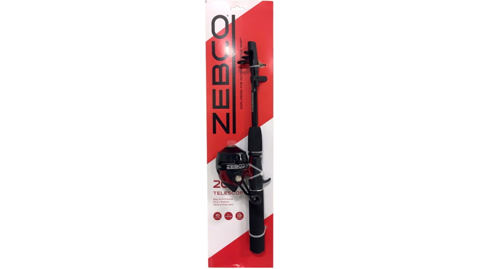 Zebco 202 Spincast Combo, TELE Size, 66 in, Black/Red, 202565TEL.FB4