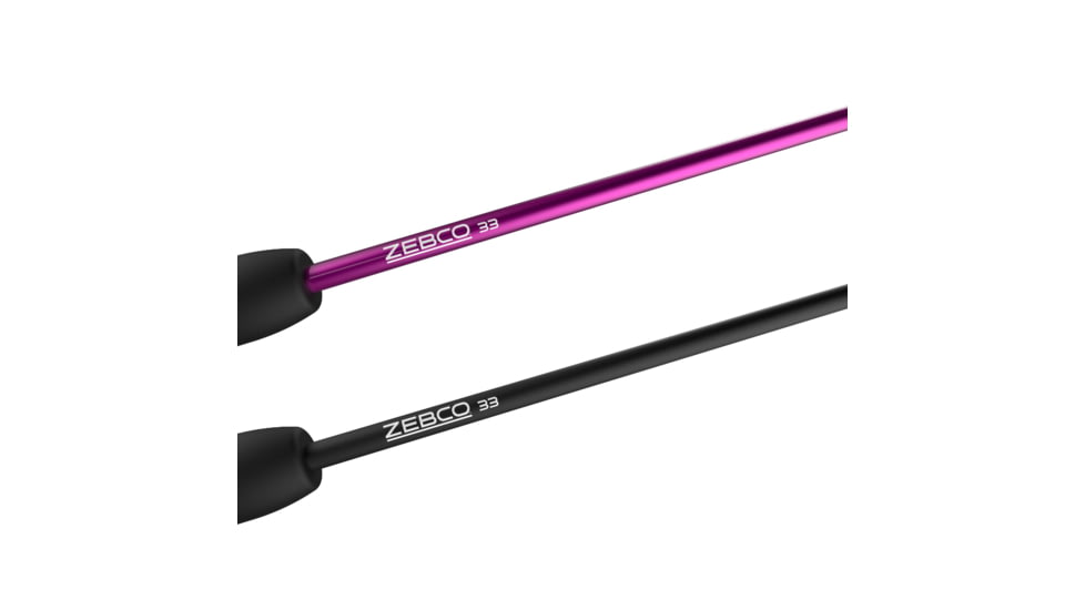 Zebco 33 Spincast Reel and Rod Combos, 2-Pack, 5ft 6in 2-PC Fiberglass Rods w/ EVA Handle, QuickSet Anti-Reverse Reels w/ Bite Alert, 1-Pink, 1-Black, 33NHH.BP4